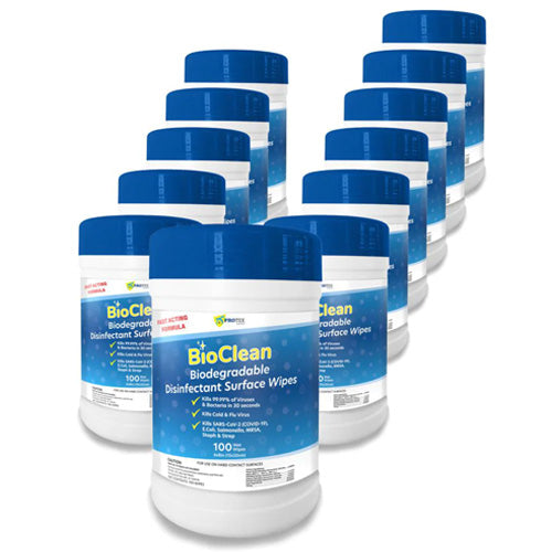 BioClean Biodegradable Disinfectant Surface Wipes – Made in USA